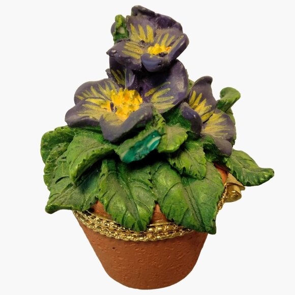 Papel Giftware Mini Pansy Pot Box Trinket Box Thinking Of You Message 1999 - Picture 8 of 8